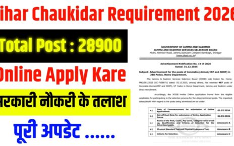 Bihar Chaukidar Requirement 2026 New Vecancy